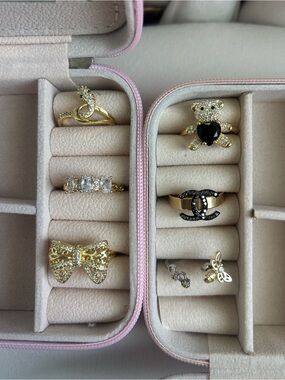 Set of Six Fashion Rings—Size Adjustable